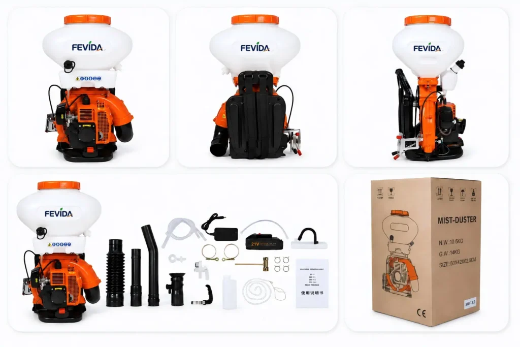 FEVIDA 3WF-3AD backpack mist duster accessories kit with pipes, nozzles and packing set