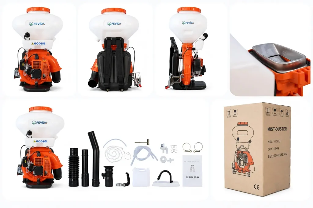 FEVIDA 3WF-3C backpack mist duster accessories kit with pipes, nozzles and packing set
