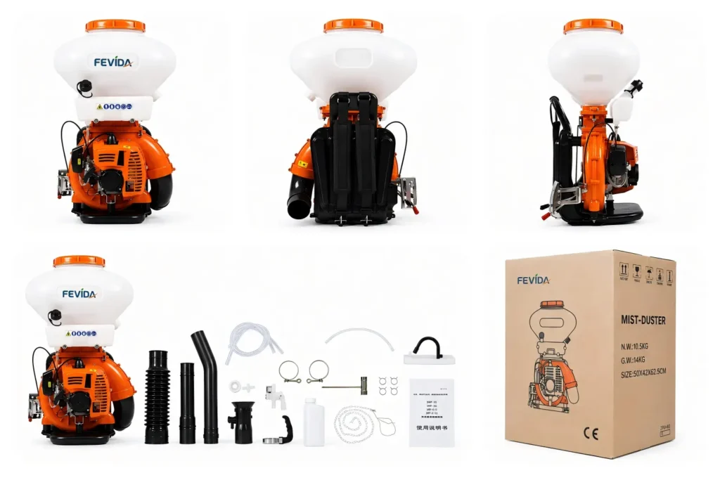 FEVIDA 3WF-3G backpack mist duster accessories kit with pipes, nozzles and packing set
