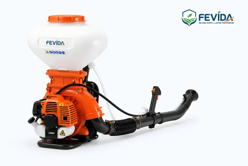 FEVIDA 3WF-430 and 3WF-520 backpack mist dusters and mist blowers for orchard spraying and pest control