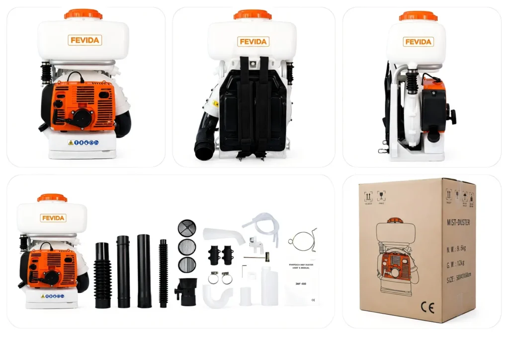 FEVIDA 3WF-600 backpack mist duster accessories kit with pipes, nozzles and packing set