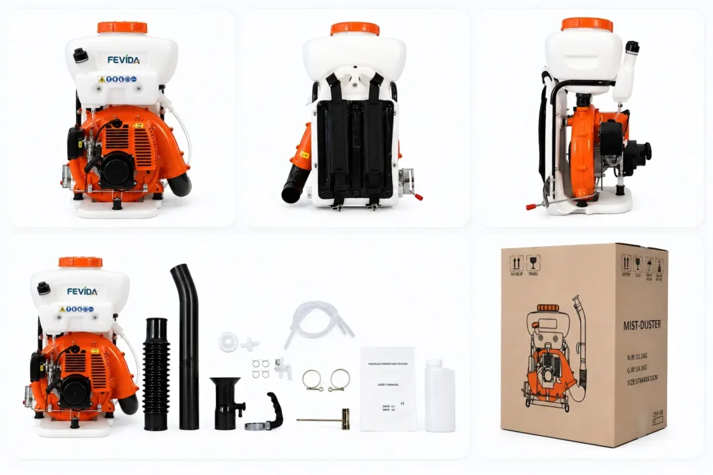 FEVIDA 3WF18-9 backpack mist duster accessories kit with pipes, nozzles and packing set
