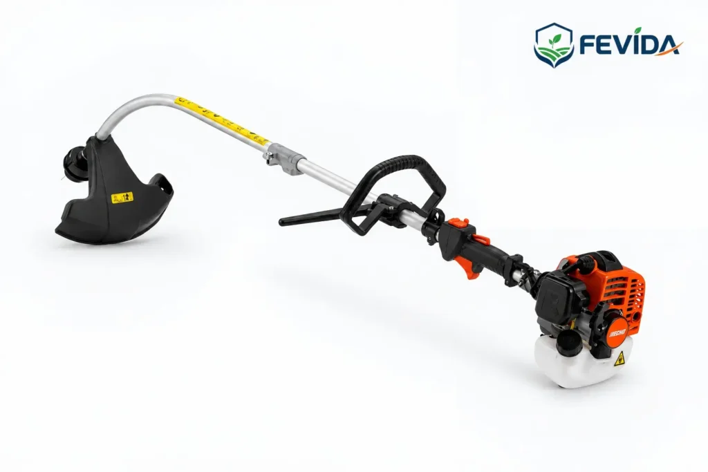 FEVIDA CG260E side-mounted brush cutter for grass cutting and garden trimming
