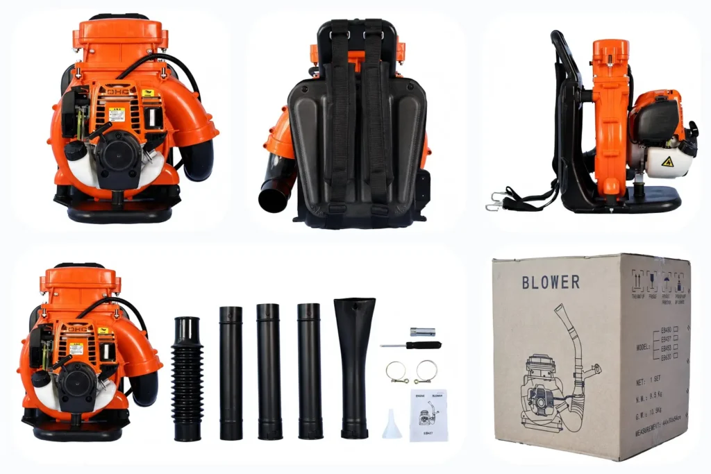 FEVIDA EB437 backpack leaf blower accessories kit with blower pipes, tools and packing box