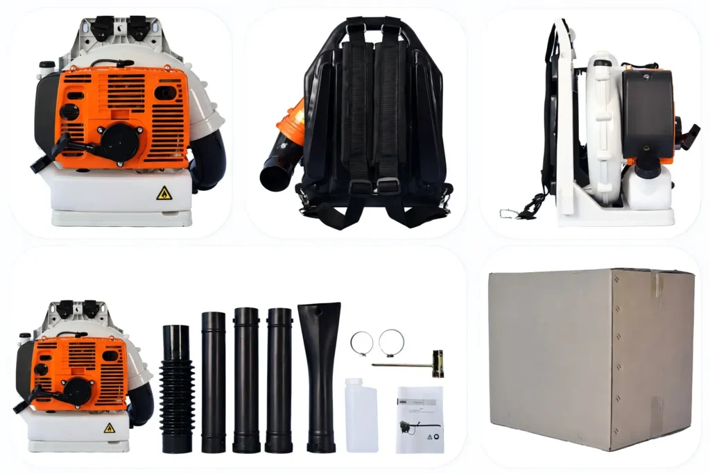 FEVIDA EB560 backpack leaf blower accessories kit with blower pipes, tools and packing box