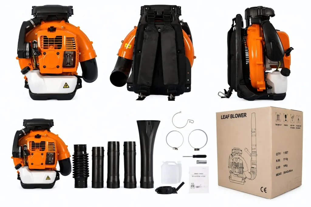 FEVIDA EB8898 backpack leaf blower accessories kit with pipes, tools and packing box