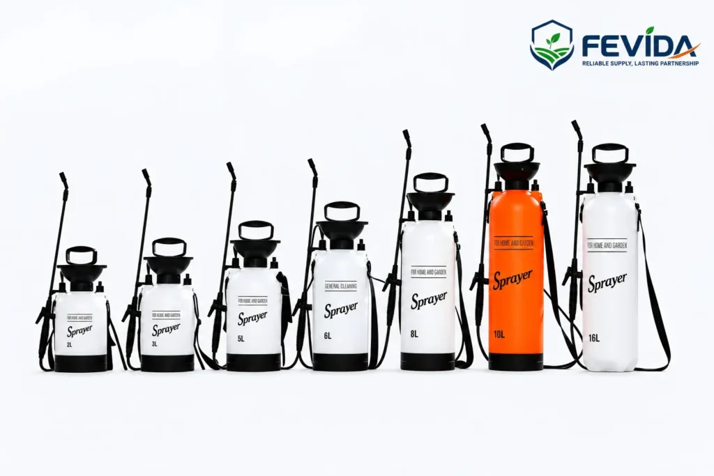 FEVIDA FMH shoulder pressure sprayer for garden watering, agriculture and horticulture use