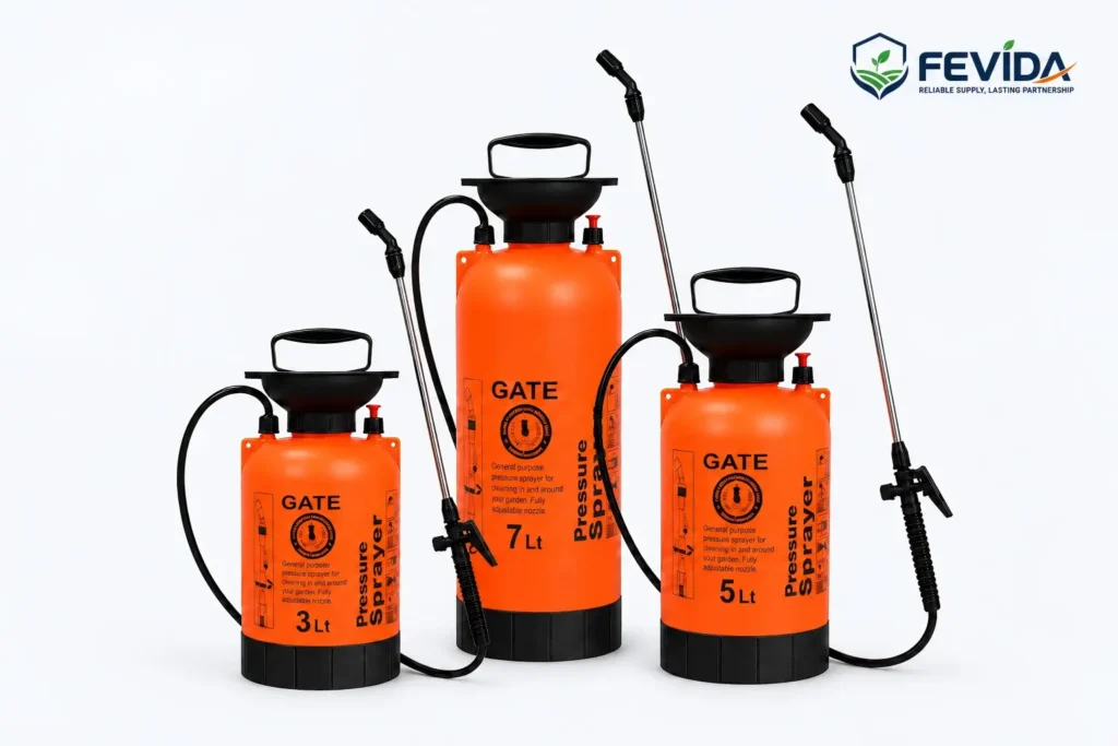 FEVIDA FMHS manual pressure sprayer for home, garden, agriculture and forestry use