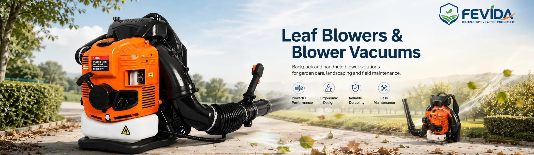 FEVIDA leaf blower product detail banner for garden cleaning and outdoor maintenance