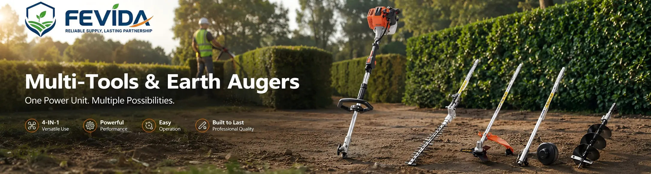 FEVIDA multi tools and earth augers detail page banner for digging and garden maintenance