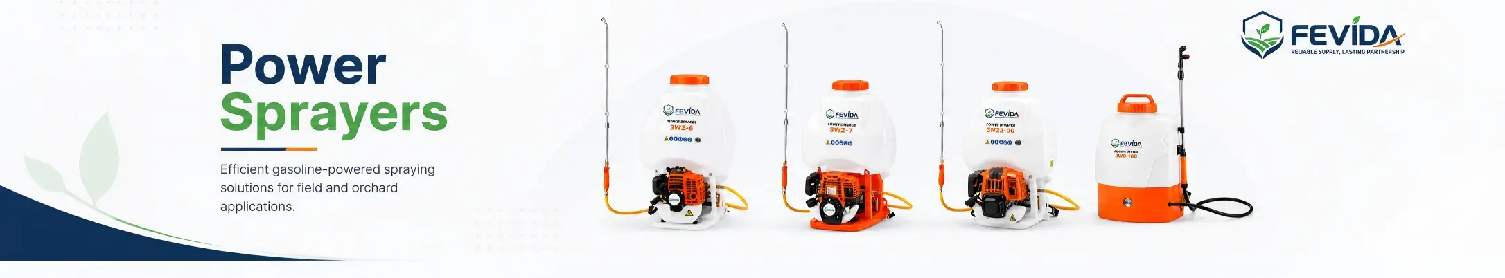 FEVIDA power sprayers detail page banner for farm, orchard and garden spraying