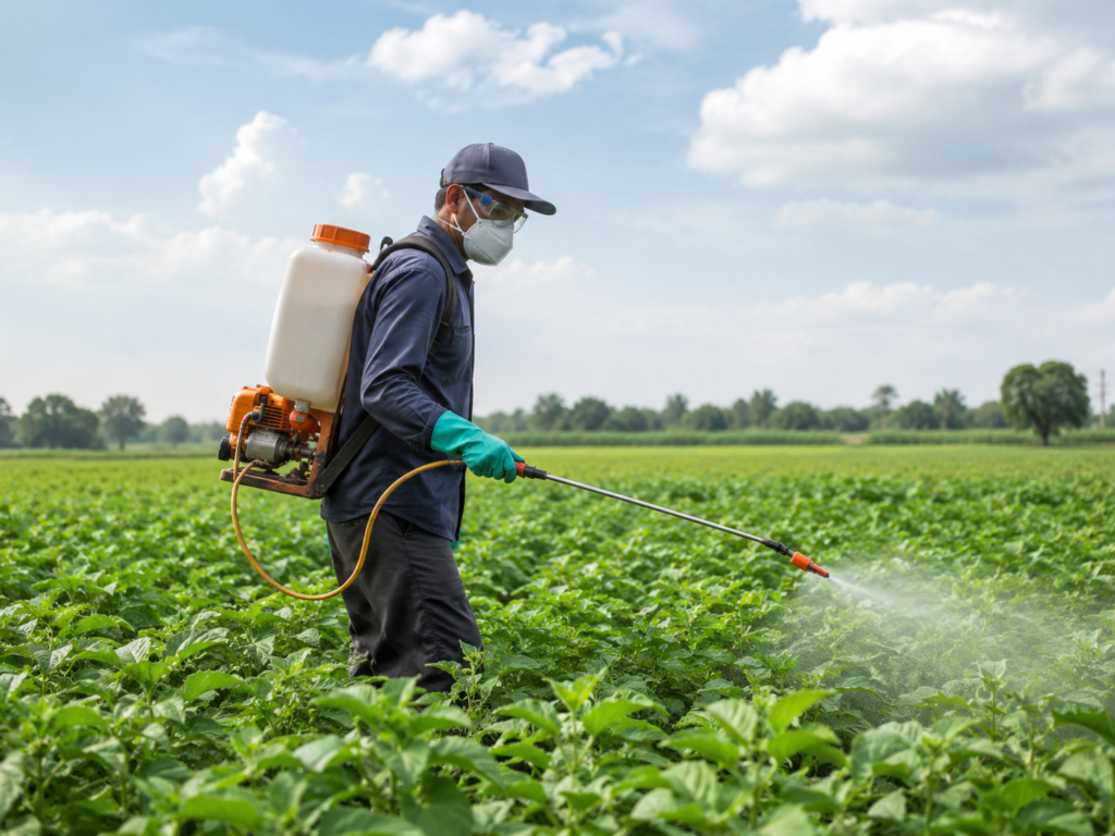 Manual backpack sprayer used for field crop spraying and farm pest control
