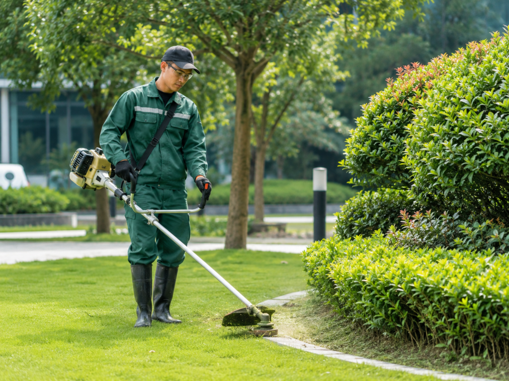 Brush cutter used for lawn trimming, grass cutting and landscape maintenance