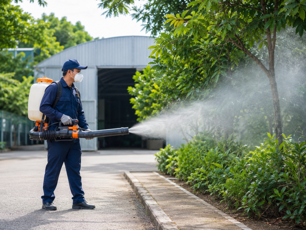 Mist blower used for sanitation spraying and outdoor disinfection applications